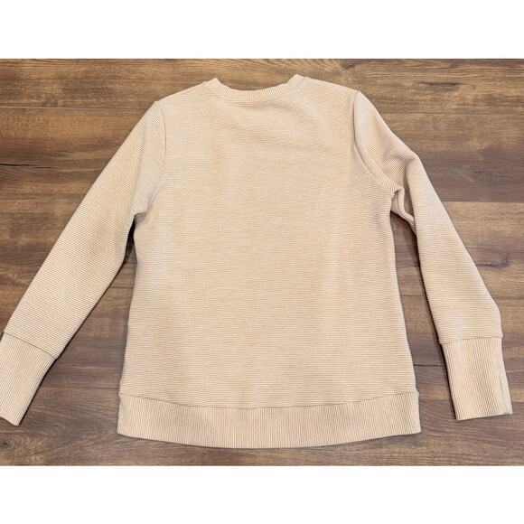 Tuckernuck Addison Bay Everyday Crewneck Ribbed Sweater in Heather Camel Small - Picture 6 of 10